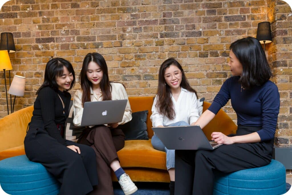 Staff from Emerging Comms, a china marketing agency, working together.